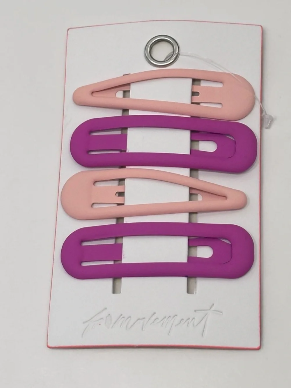 NWT Free People Take Care Hair Clip Pack in Living Magenta/Pastel Peach